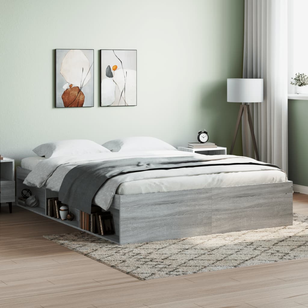 Bed Frame Grey Sonoma 150x200 cm King Size - The Home Maker