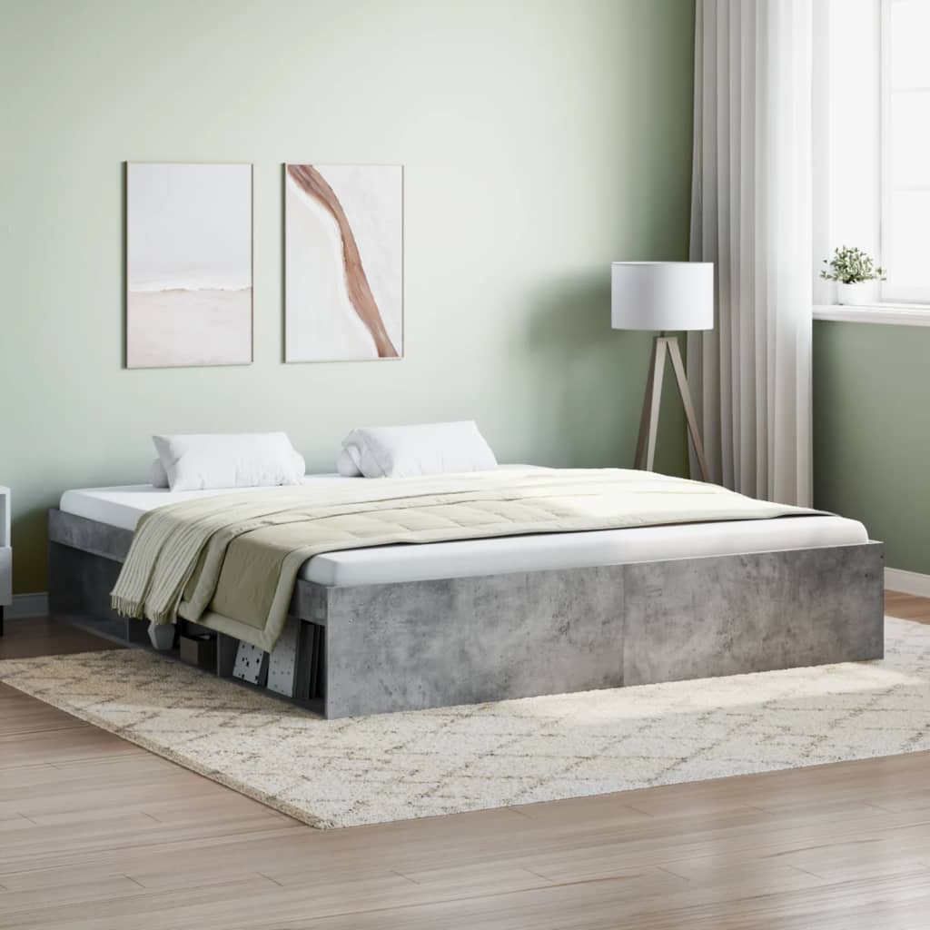 Bed Frame Concrete Grey 180x200 cm Super King Size - Discount Dealers