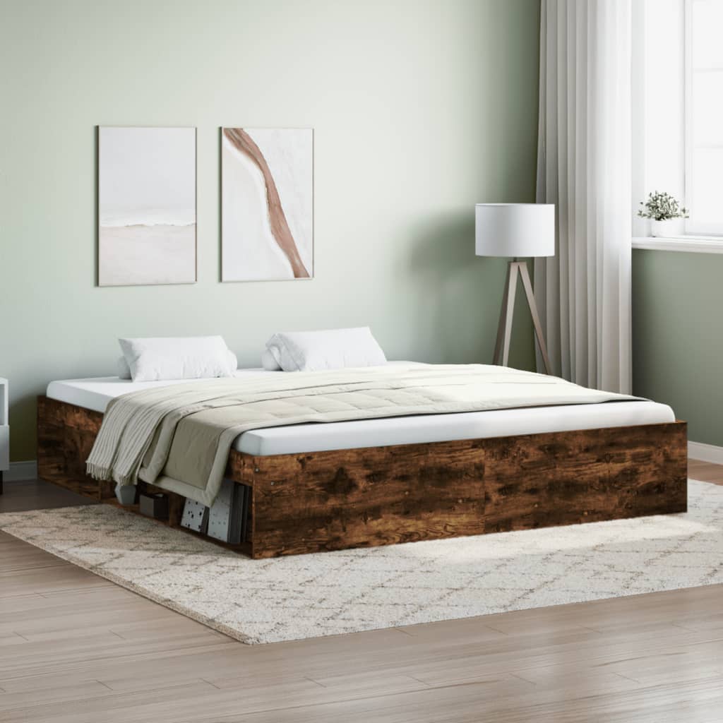 Bedframe Smoked Oak 180x200cm Super King Super King Size - Discount Dealers