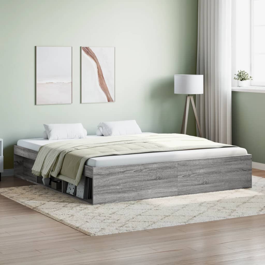 Bed Frame Grey Sonoma 180x200 cm Super King Size - Sid & Sam