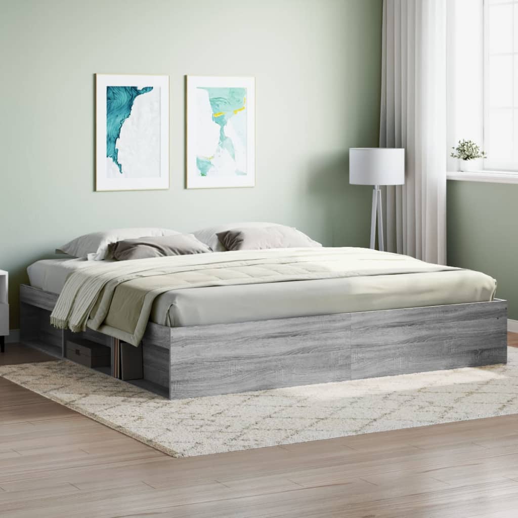 Bed Frame Grey Sonoma 200x200 cm - Tyrell & Tyrell