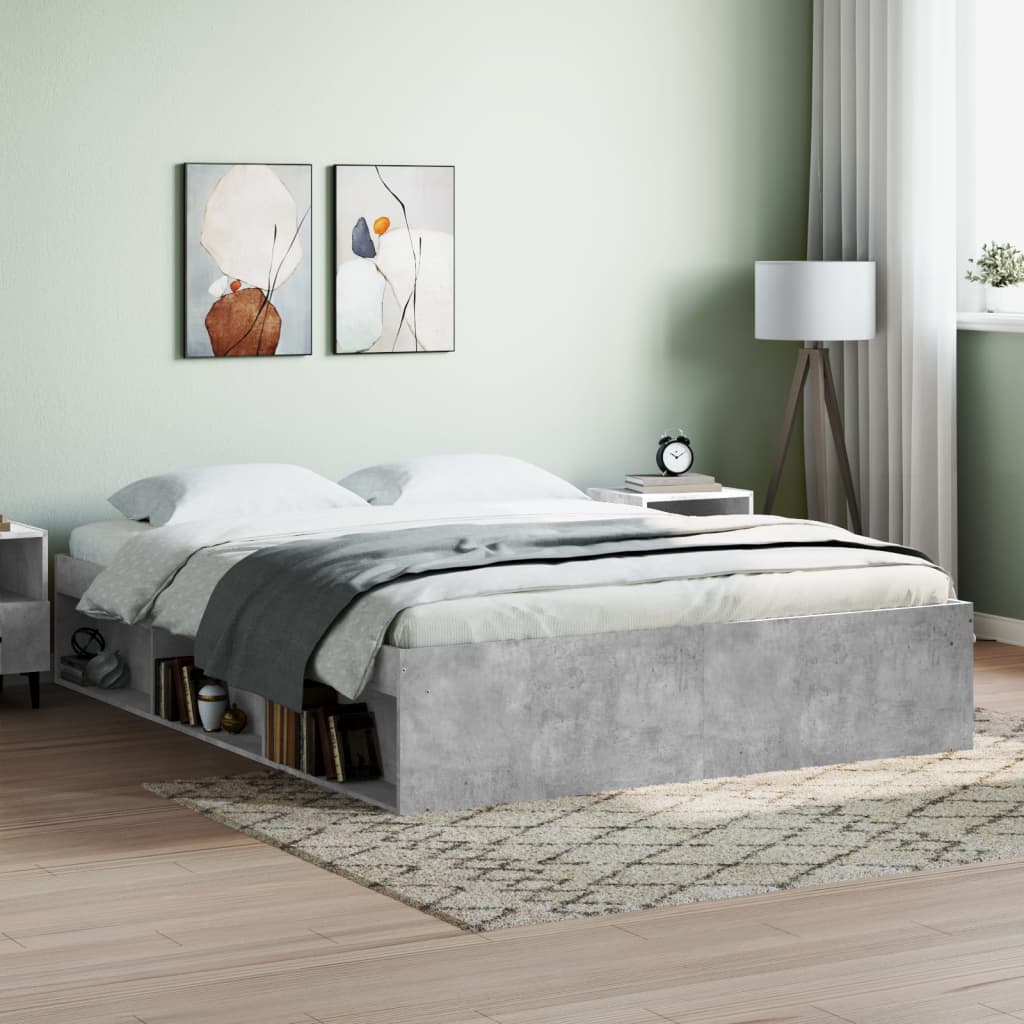 Bed Frame Concrete Grey 140x190 cm - Discount Dealers