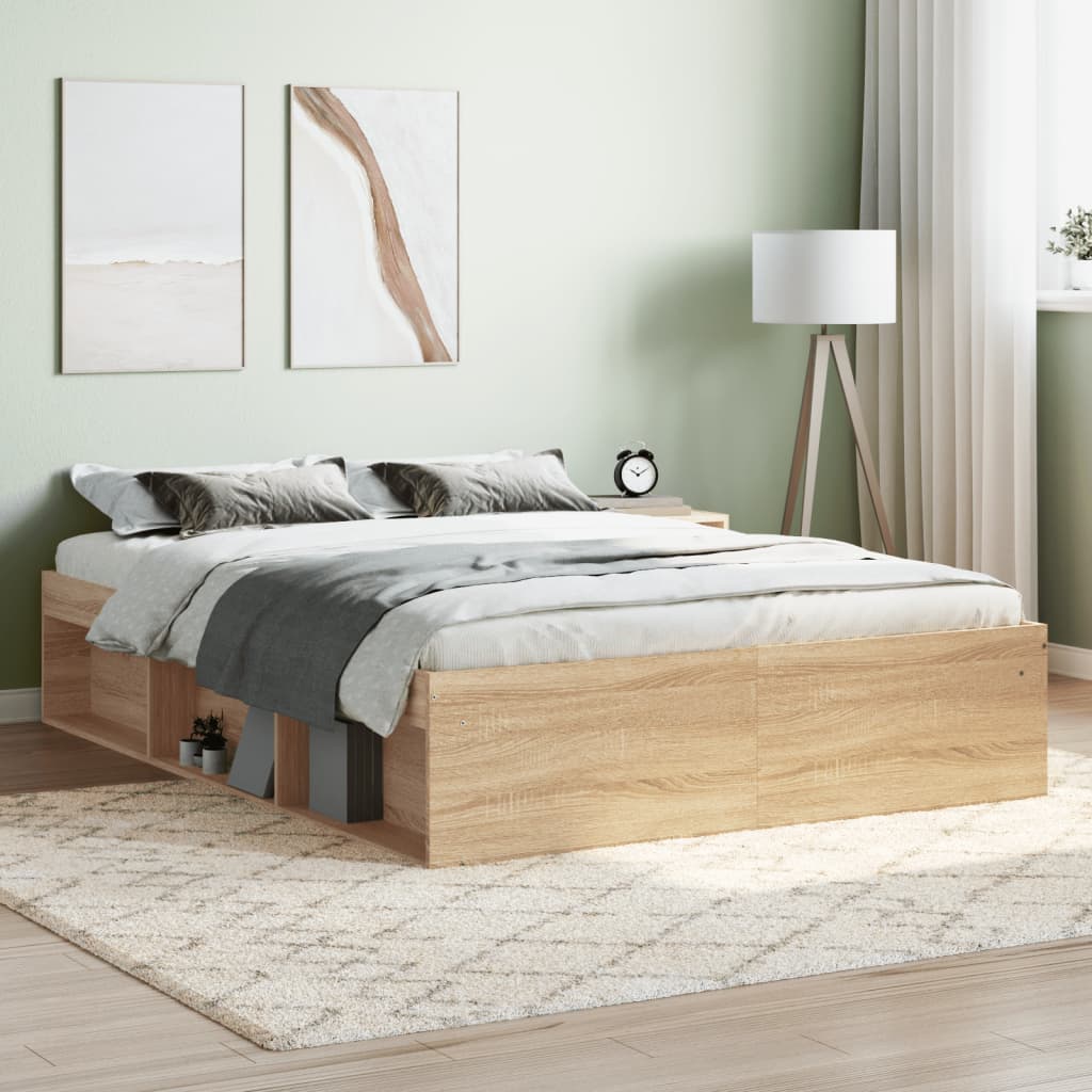 Bed Frame Sonoma Oak 135x190 cm Double - Style and Chic