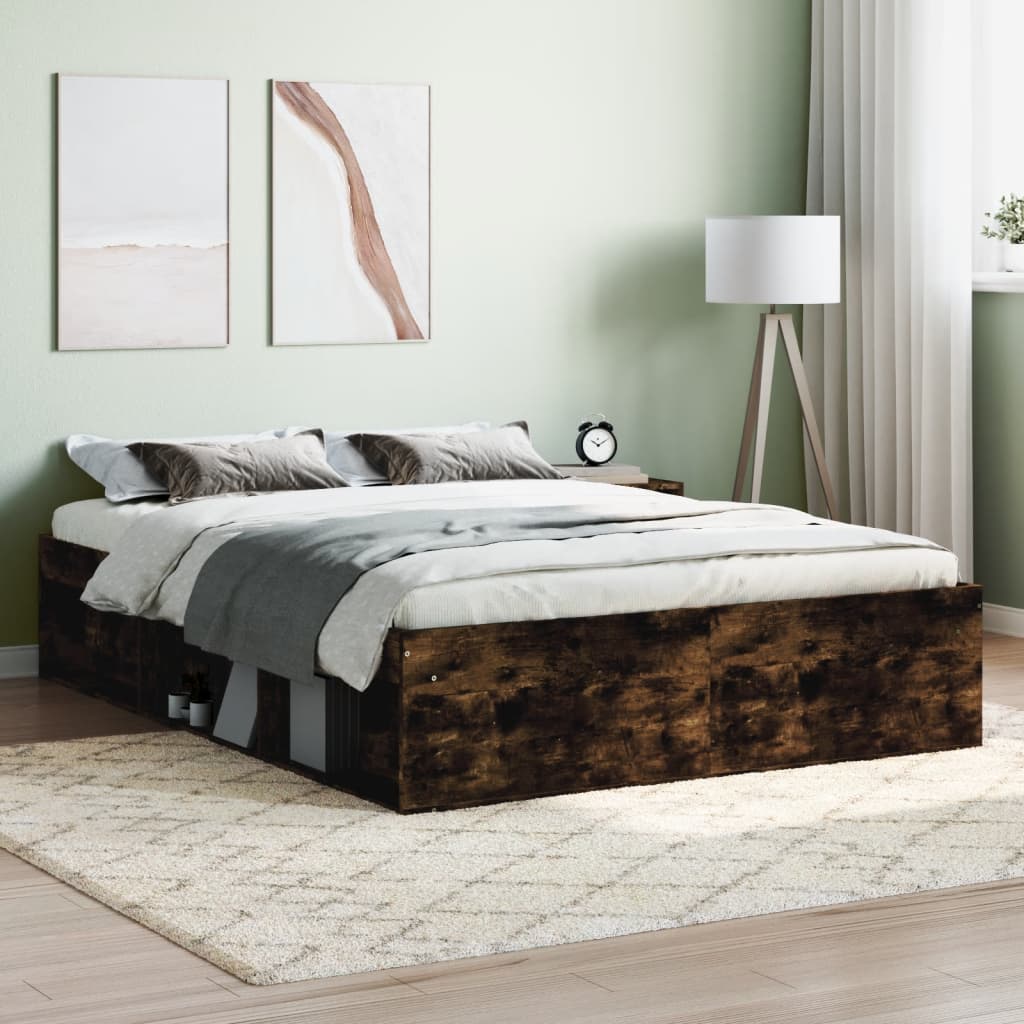 Bed Frame Smoked Oak 135x190 cm Double - Discount Dealers