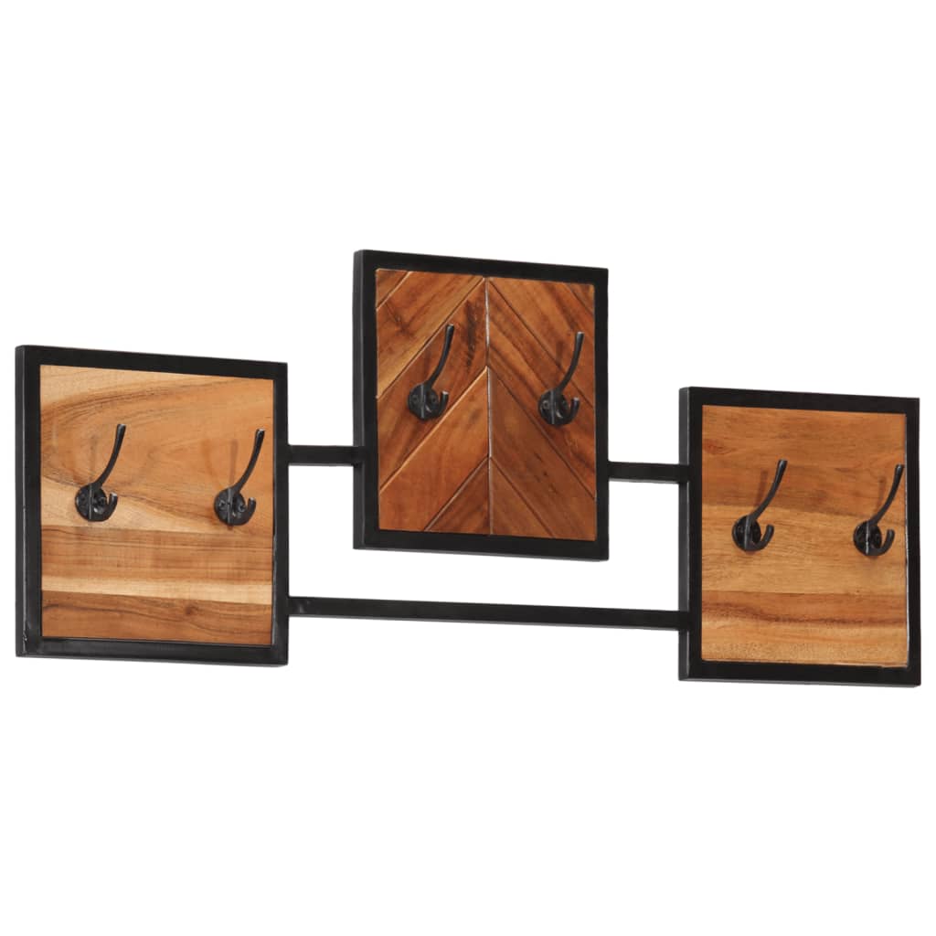 Wall Coat Rack 90x1x35cm Solid Wood Acacia and Iron - The Home Maker
