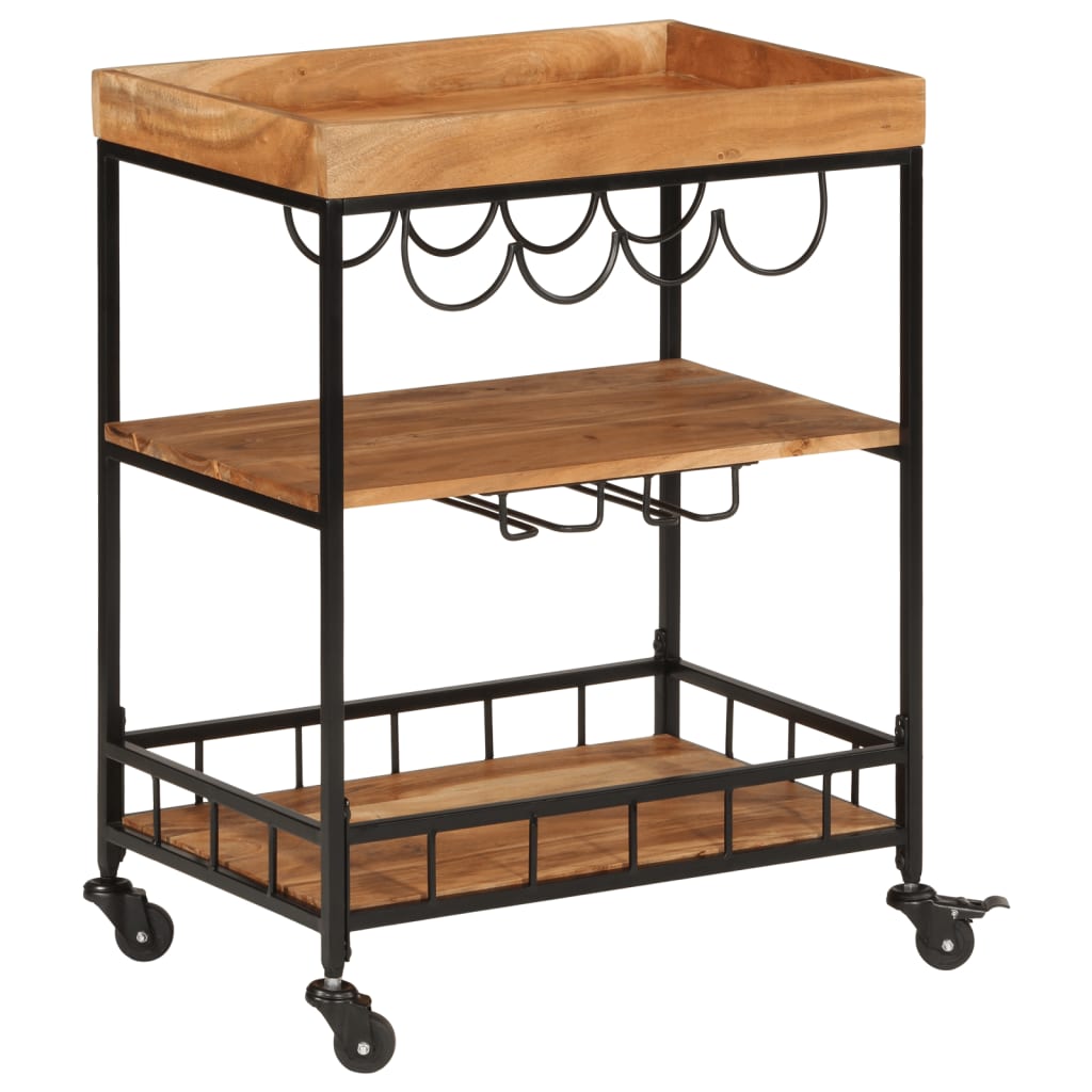 Bar Cart 60x40x80 cm Solid Wood Acacia and Iron - All Things Good
