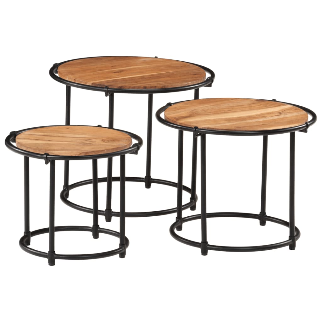 Nesting Tables 3 pcs Solid Wood Acacia - Discount Dealers