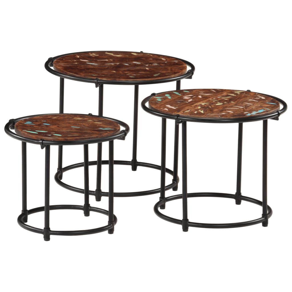 Nesting Tables 3 pcs Solid Wood Reclaimed - Discount Dealers