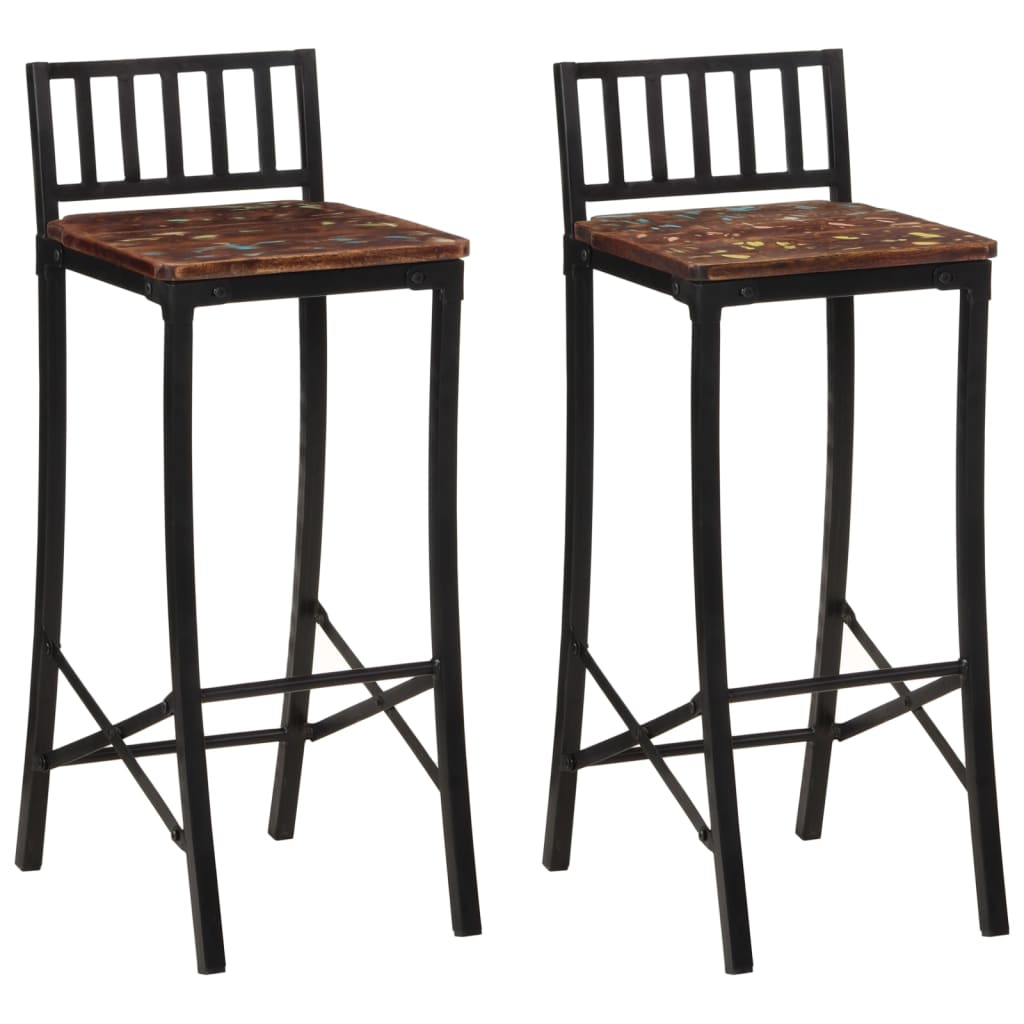 Bar Chairs 2 pcs Solid Wood Reclaimed - Direct Imports