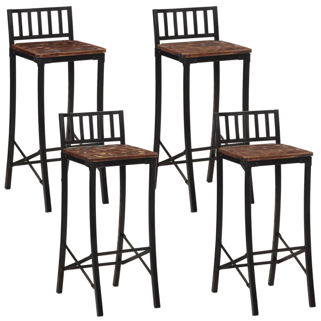 Bar Chairs 4 pcs Solid Wood Reclaimed - Direct Imports
