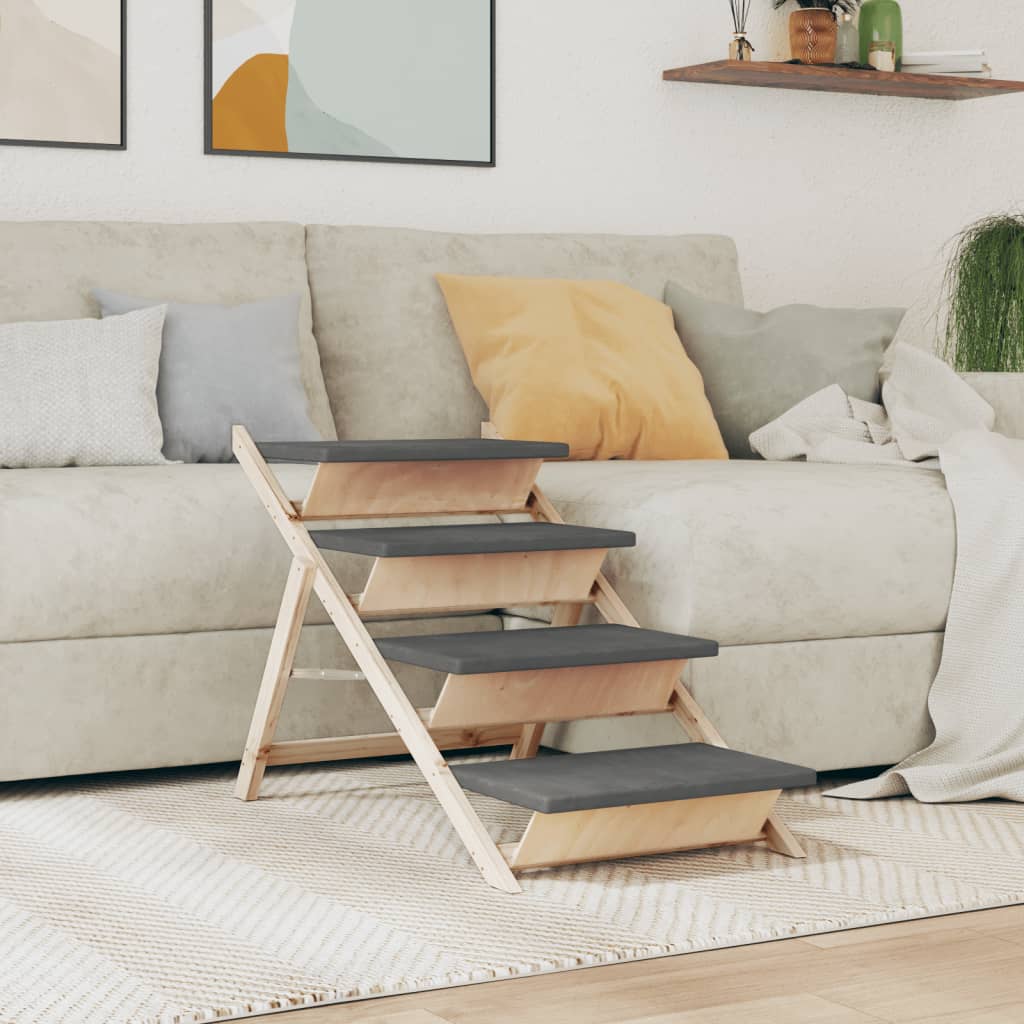 Dog Stair Grey 105x47cm Solid Wood Fir - Merkel Designers