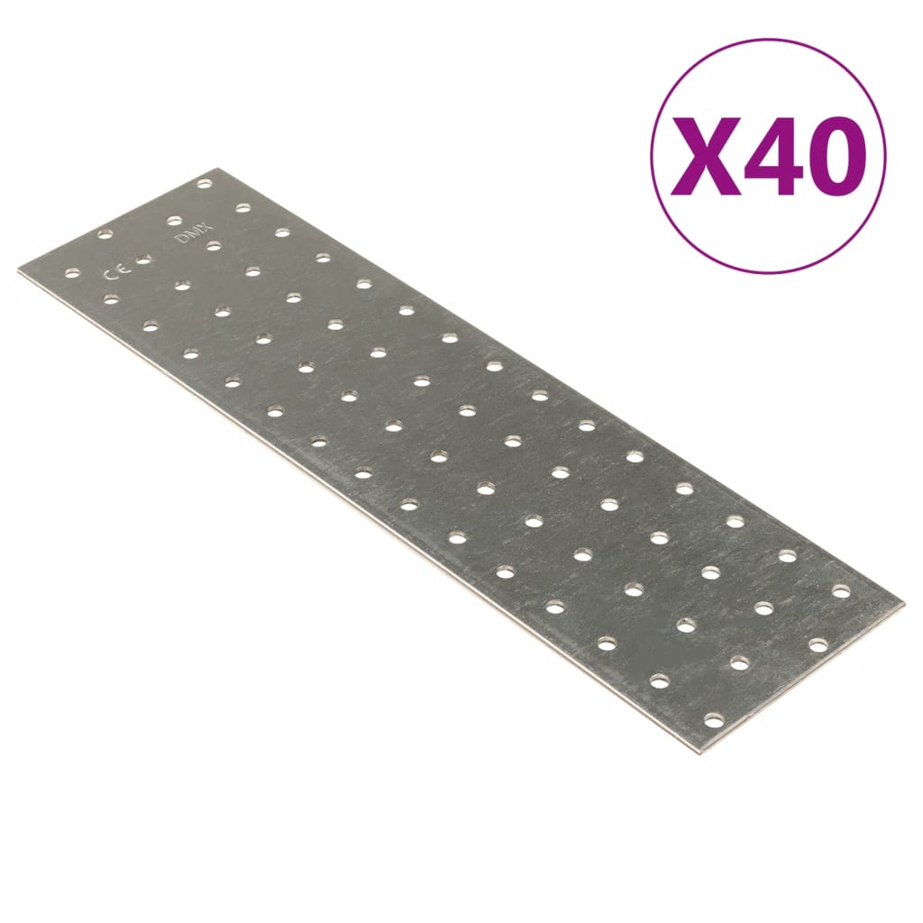 Perforated Plates 40 Pcs 2mm 300x80mm Galvanised Steel - Sid & Sam