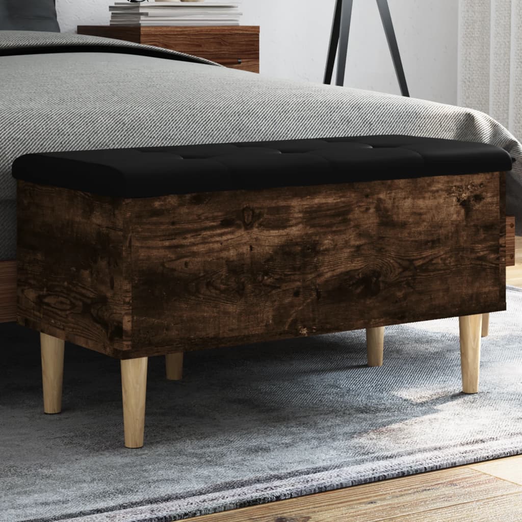 Storage Bench Smoked Oak 82x42x46 cm Engineered Wood - Direct Imports