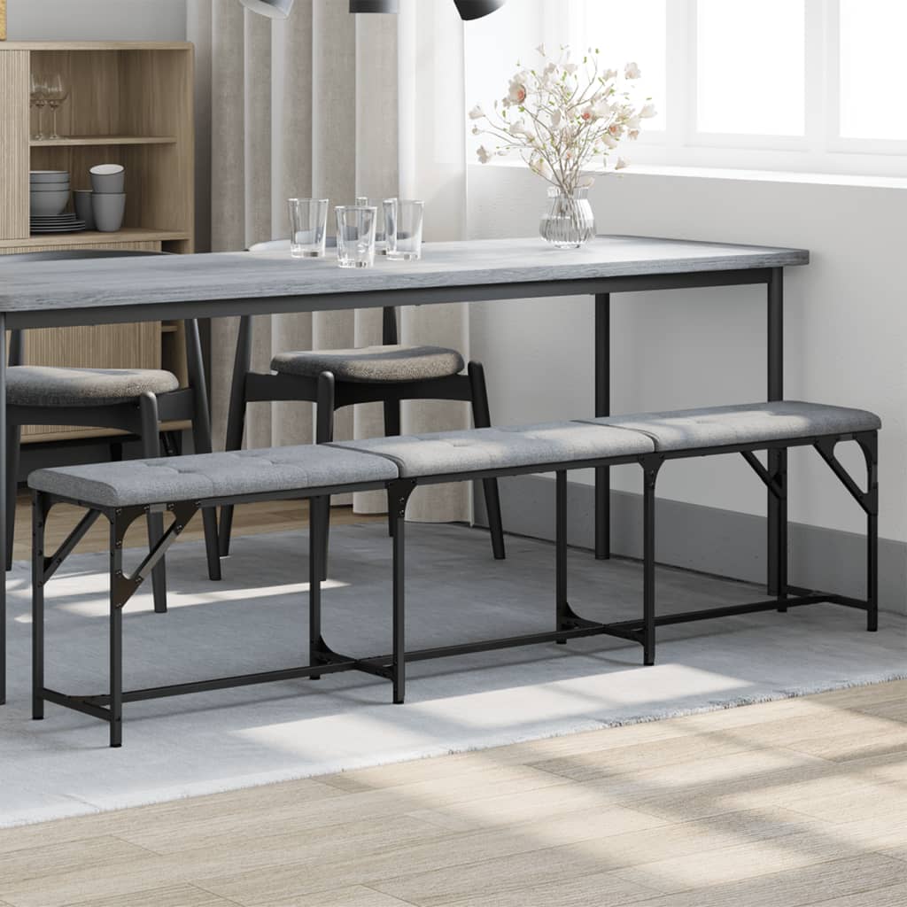 Dining Bench Light Grey 186x32x45 cm Steel and Fabric - Brittle & Co