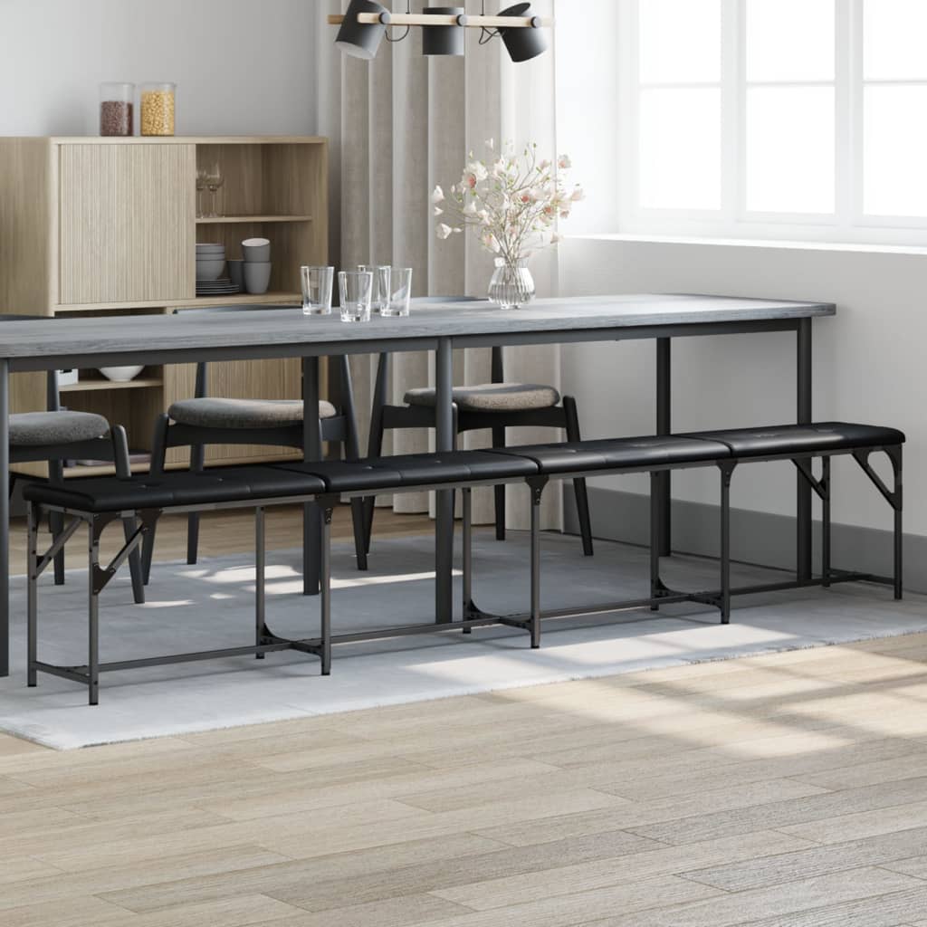 Dining Bench Black 248x32x45 cm Steel and Faux Leather - Brittle & Co