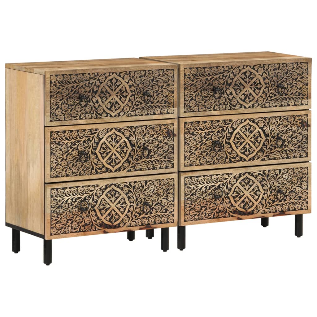 Side Cabinets 2 pcs 60x33x75 cm Solid Wood Mango - All Things Good