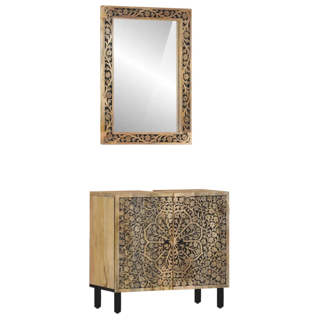 2 Piece Bathroom Furniture Set Solid Wood Mango - All Things Good