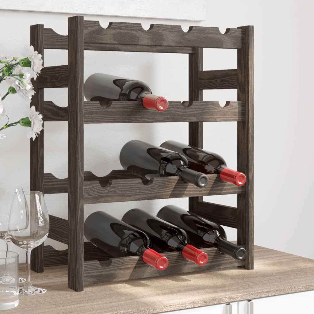 Wine Rack for 16 Bottles Grey Solid Wood Pine - Merlin Deals