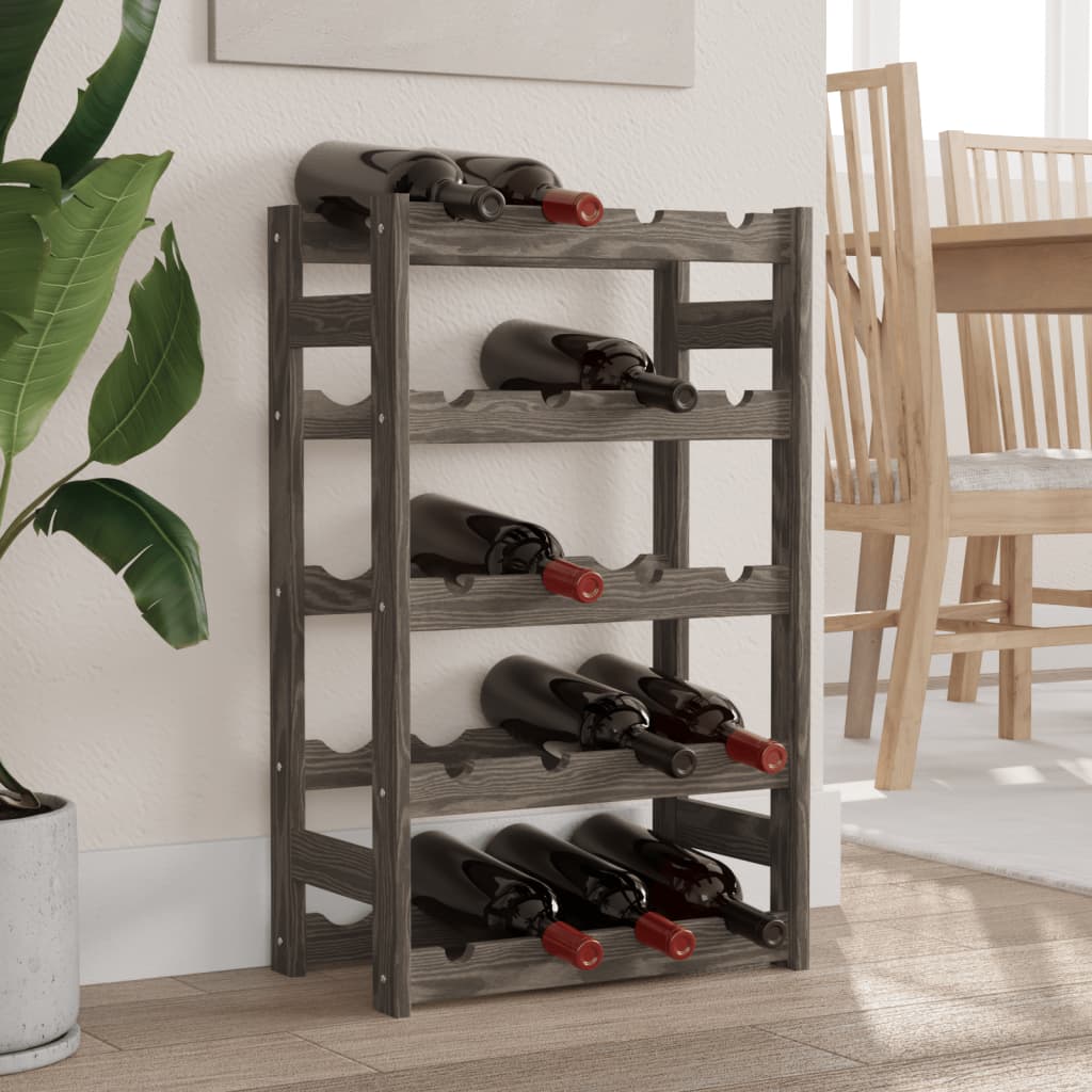 Wine Rack for 20 Bottles Grey Solid Wood Pine - Tyrell & Tyrell