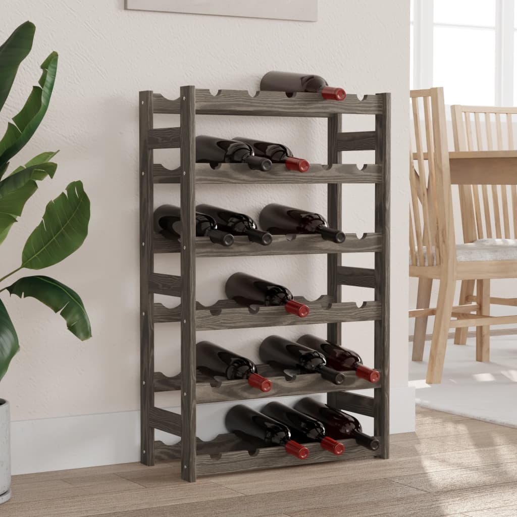 Wine Rack for 30 Bottles Grey Solid Wood Pine - Discount Dealers