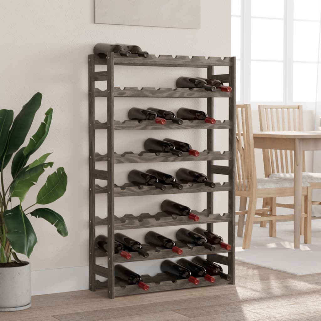 Wine Rack for 56 Bottles Grey Solid Wood Pine - Discount Dealers