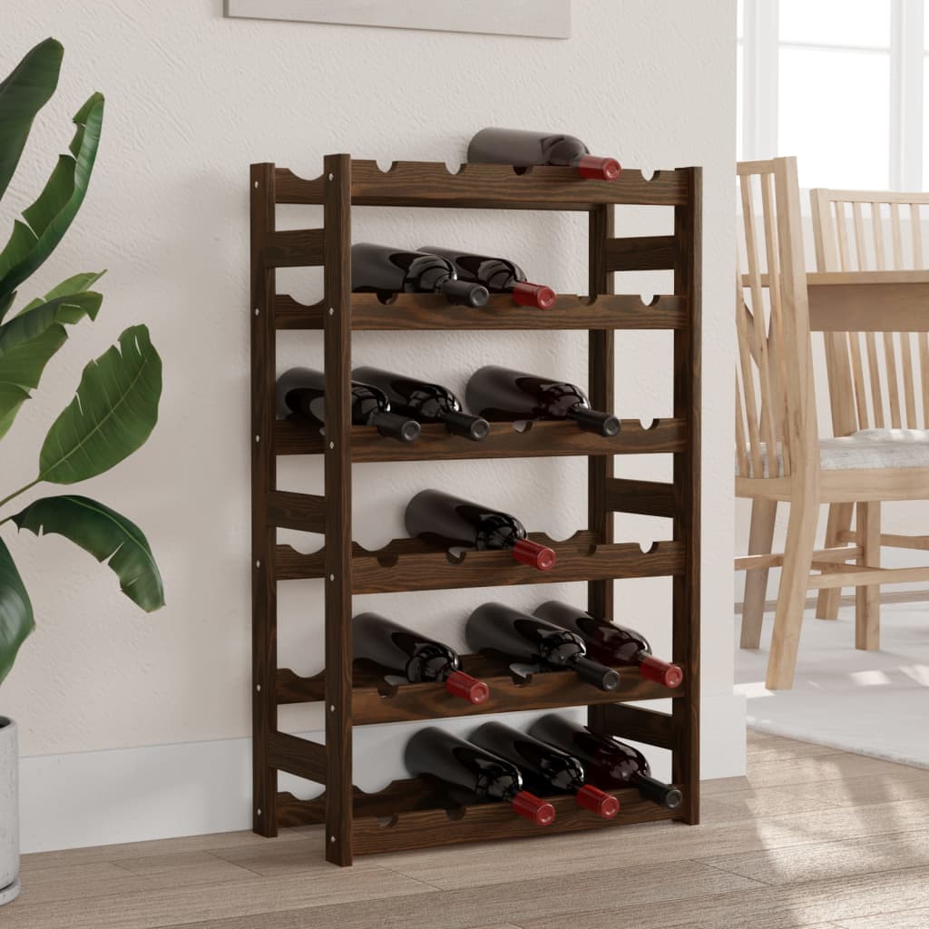 Wine Rack for 30 Bottles Brown Solid Wood Pine - Tyrell & Tyrell