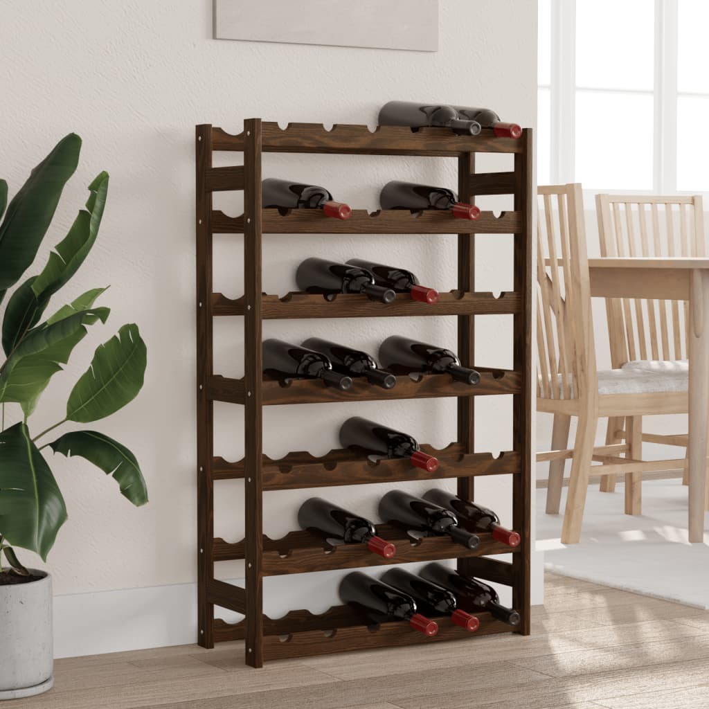 Wine Rack for 42 Bottles Brown Solid Wood Pine - Merkel Designers