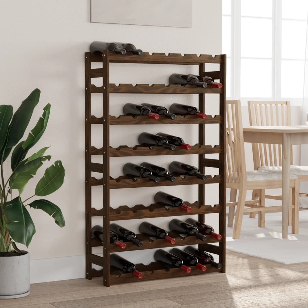 Wine Rack for 56 Bottles Brown Solid Wood Pine - Brittle & Co