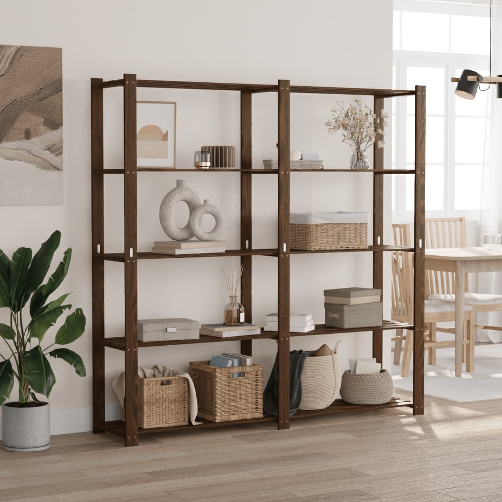 5-Tier Storage Rack Brown 170x38x170 cm Solid Wood Pine - Direct Imports