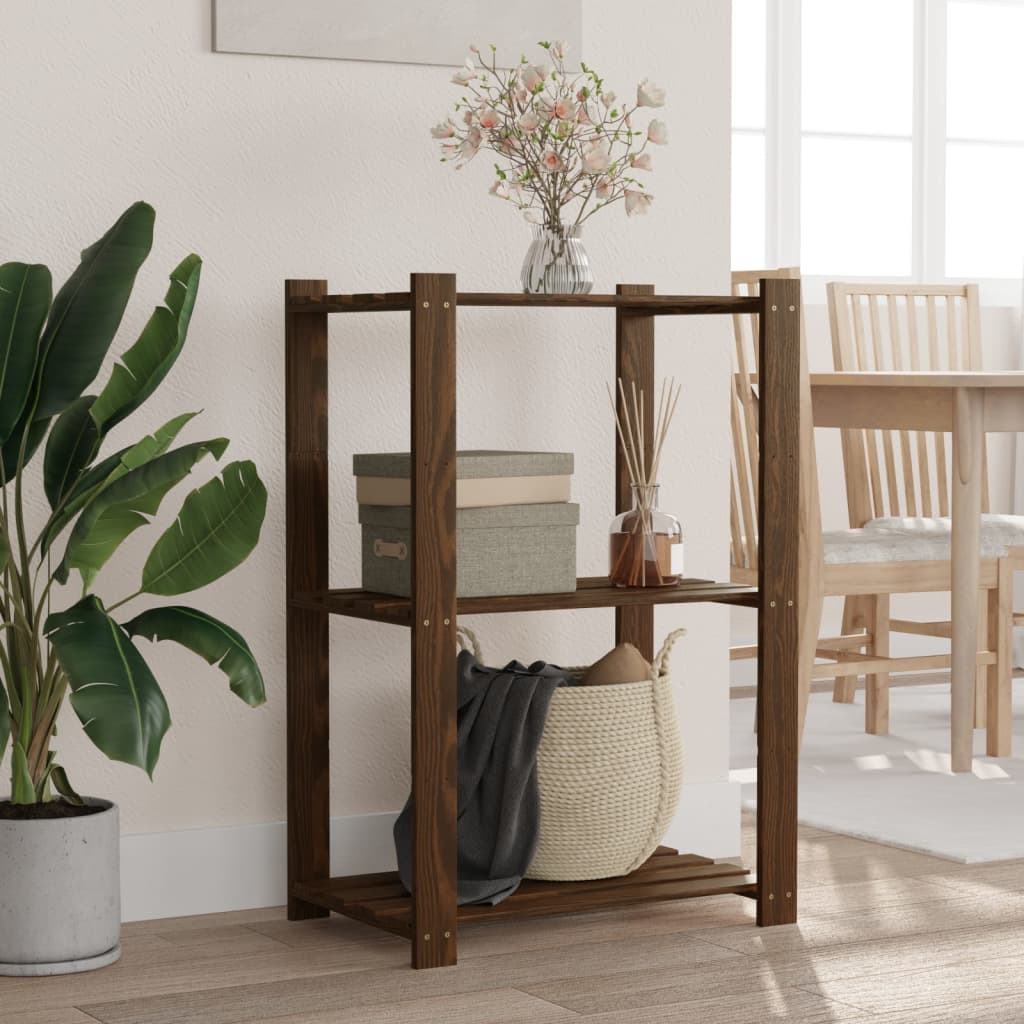 3-Tier Storage Rack Brown 60x38x90 cm Solid Wood Pine - Tyrell & Tyrell