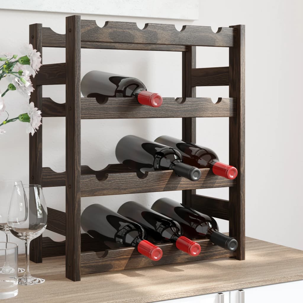Wine Rack for 16 Bottles Black Solid Wood Pine - Merlin Deals