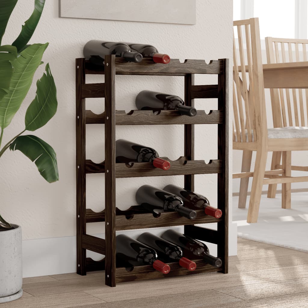 Wine Rack for 20 Bottles Black Solid Wood Pine - Brittle & Co