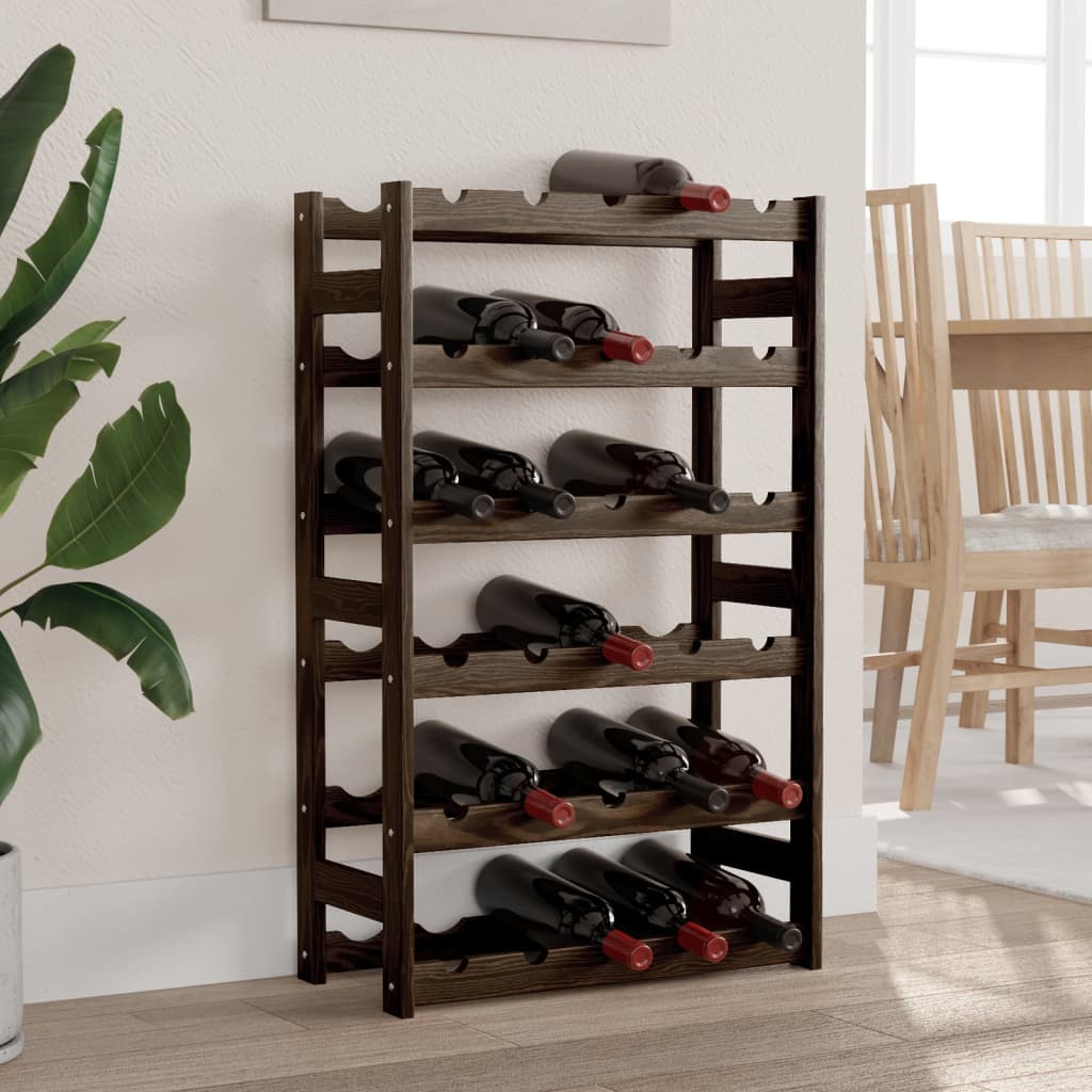 Wine Rack for 30 Bottles Black Solid Wood Pine - Casper Homes