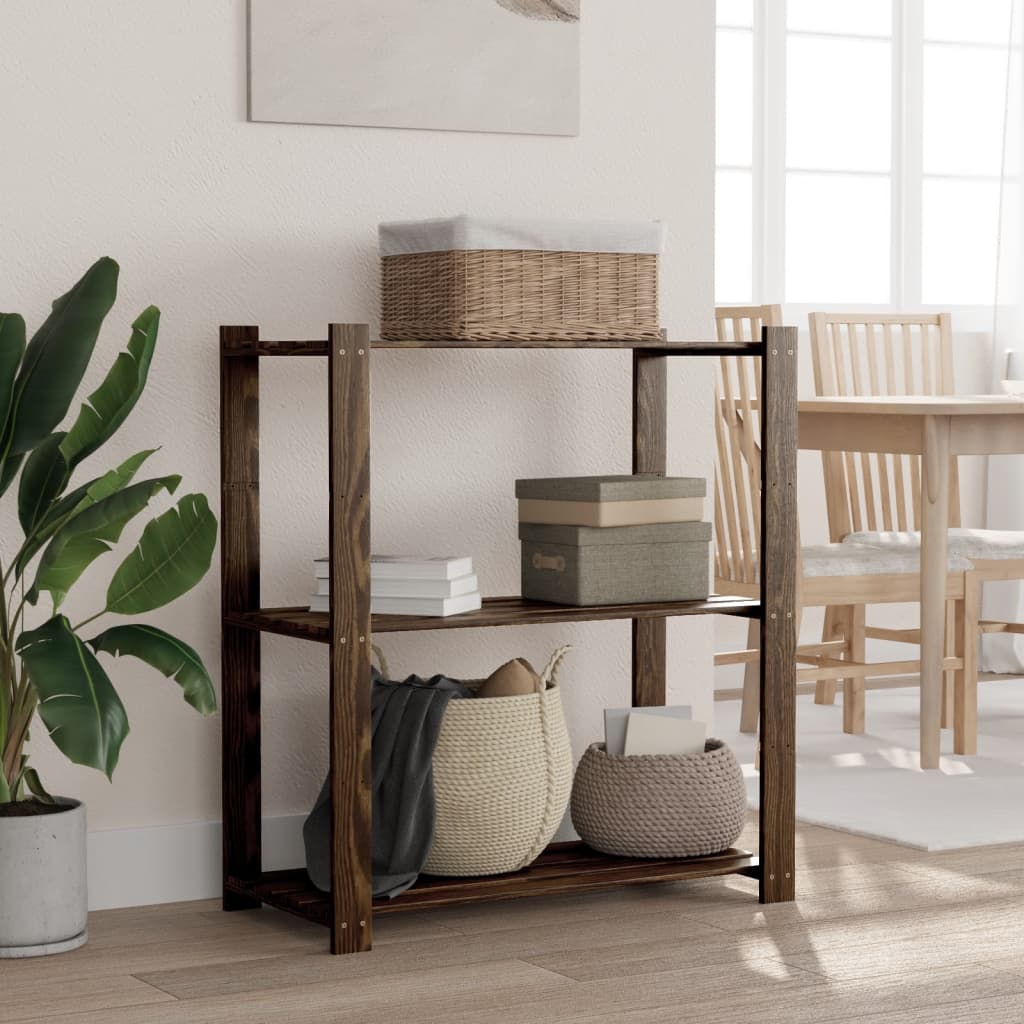 3-Tier Storage Rack Black 80x38x90 cm Solid Wood Pine - Tyrell & Tyrell
