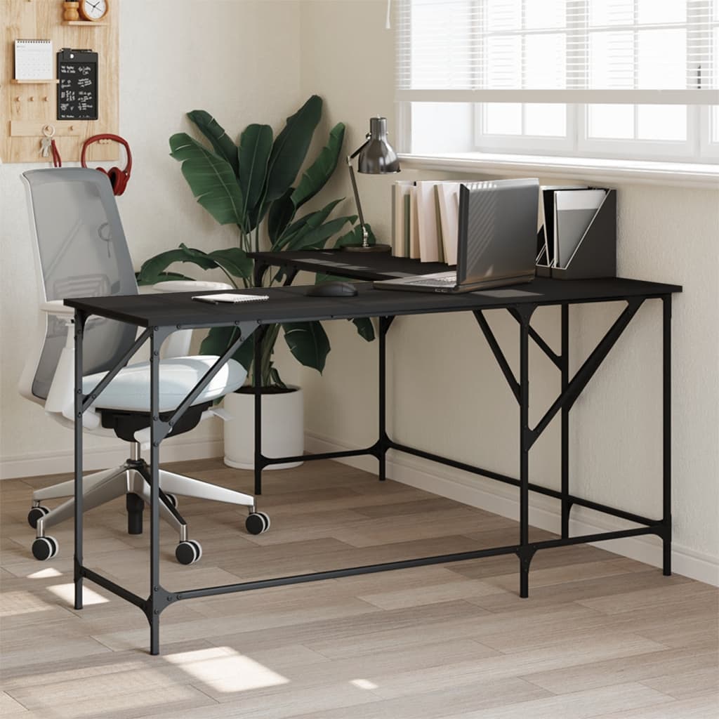 Desk Black 149x149x75 cm Engineered Wood - All Things Good
