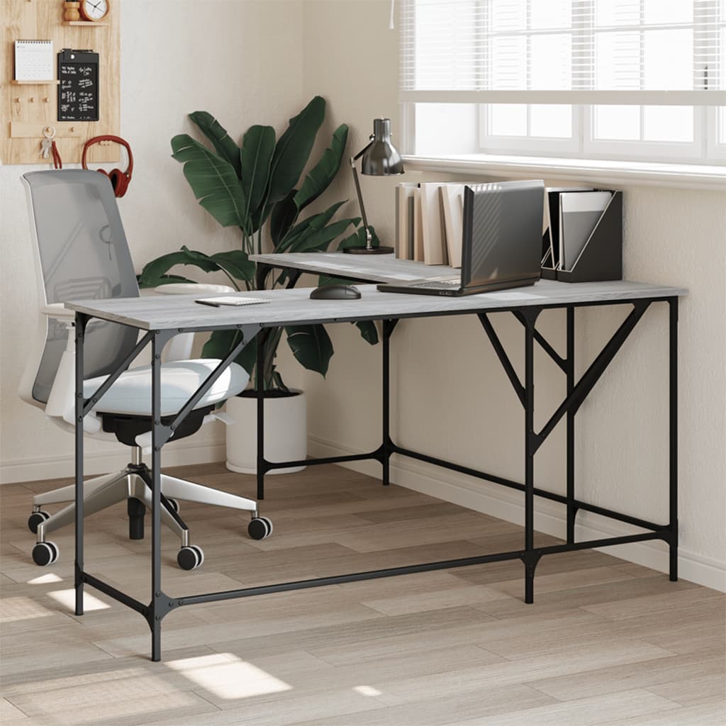 Desk Grey Sonoma 149x149x75 cm Engineered Wood - Casper Homes