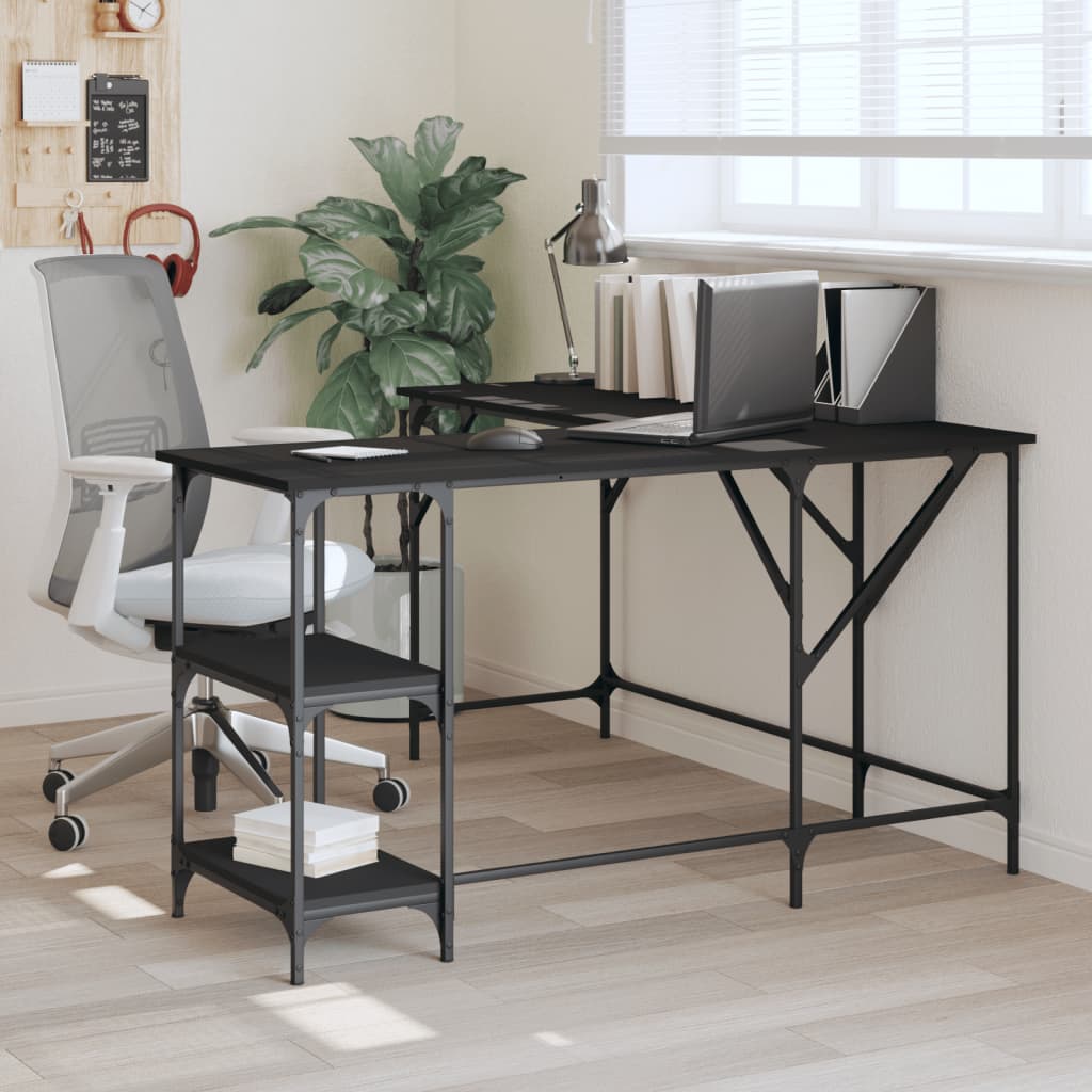 Desk Black 139x139x75 cm Engineered Wood - Decor Base