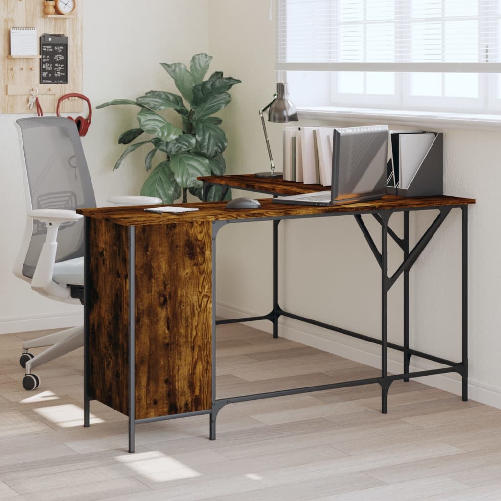 Desk Smoked Oak 141x141x75 cm Engineered Wood - Tyrell & Tyrell