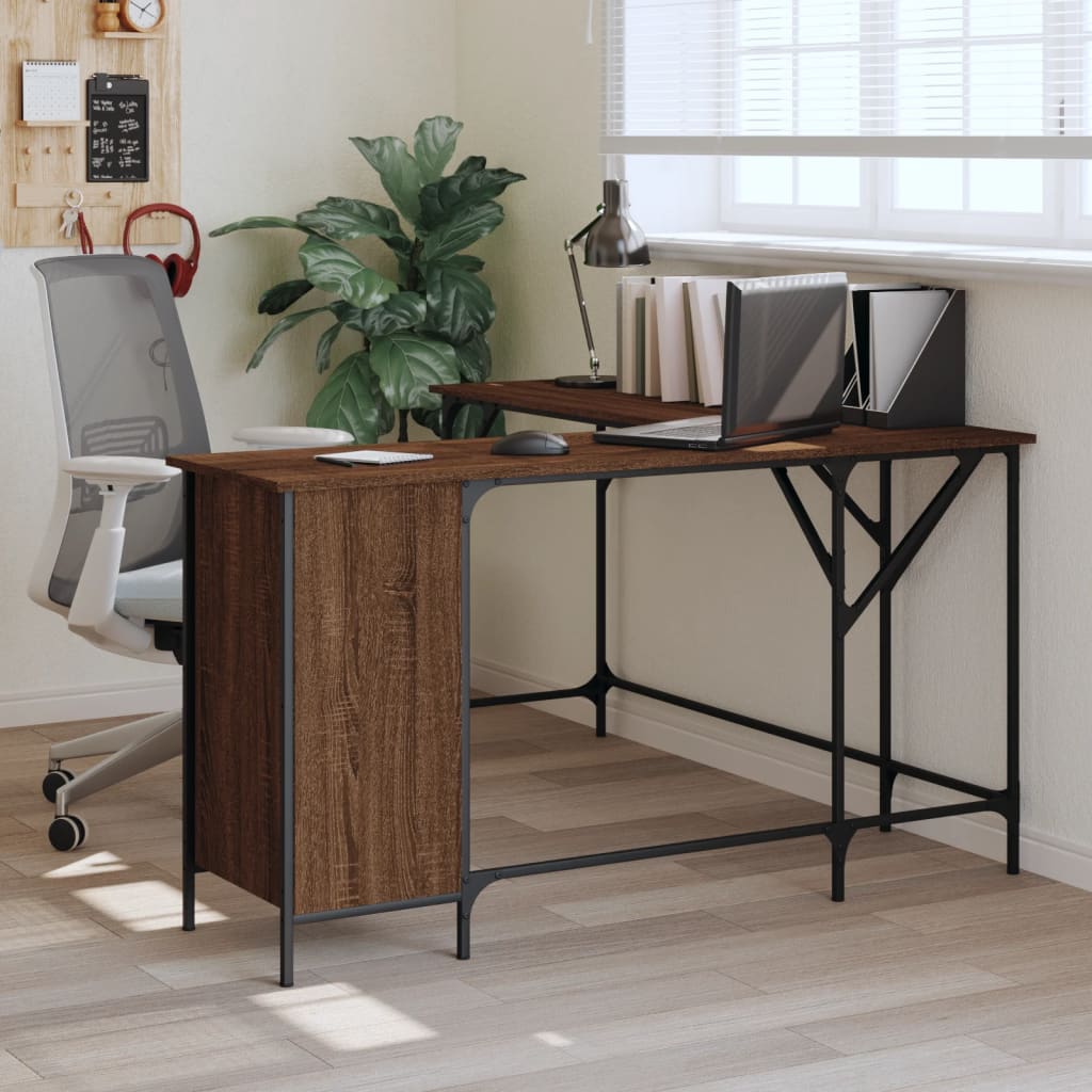 Desk Brown Oak 141x141x75 cm Engineered Wood - Merlin Deals