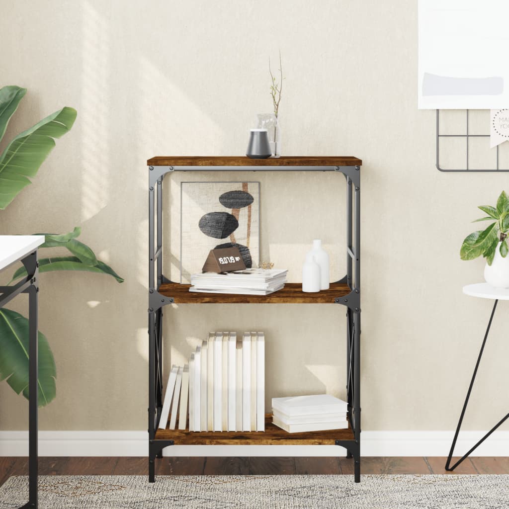 Bookcase 3-Tier Smoked Oak 59x35x90.5 cm Engineered Wood - Brittle & Co