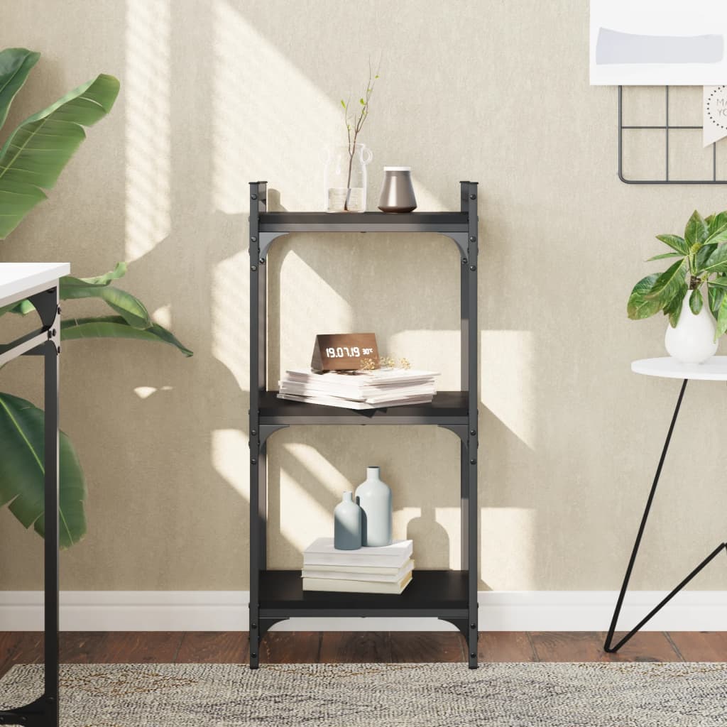 Bookcase 3-Tier Black 40x30x86 cm Engineered Wood - Direct Imports