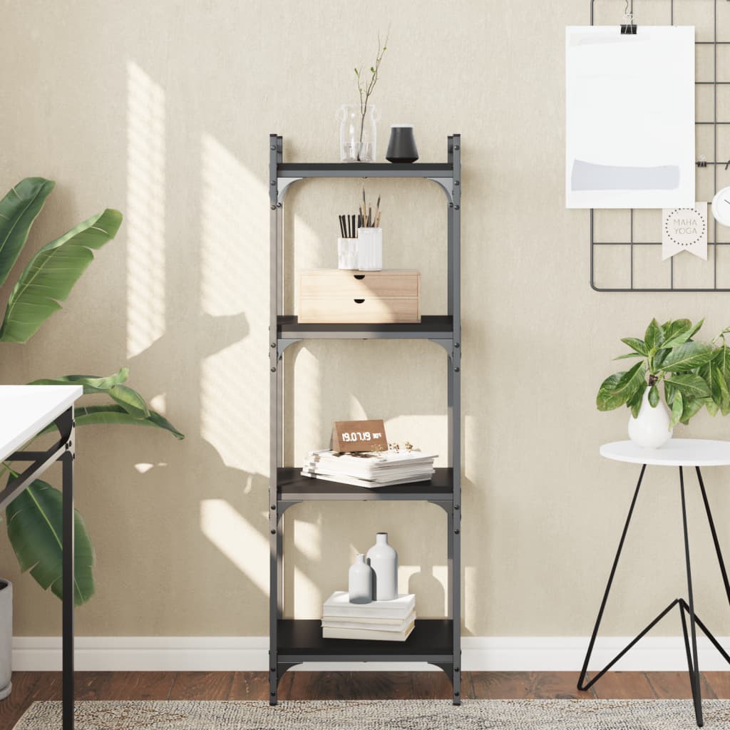 Bookcase 4-Tier Black 40x30x120 cm Engineered Wood - Casper Homes