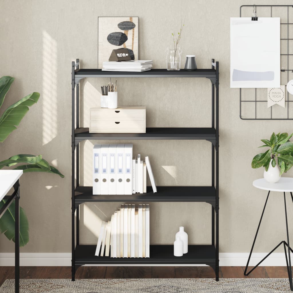 Bookcase 4-Tier Black 80x30x120 cm Engineered Wood - Casper Homes