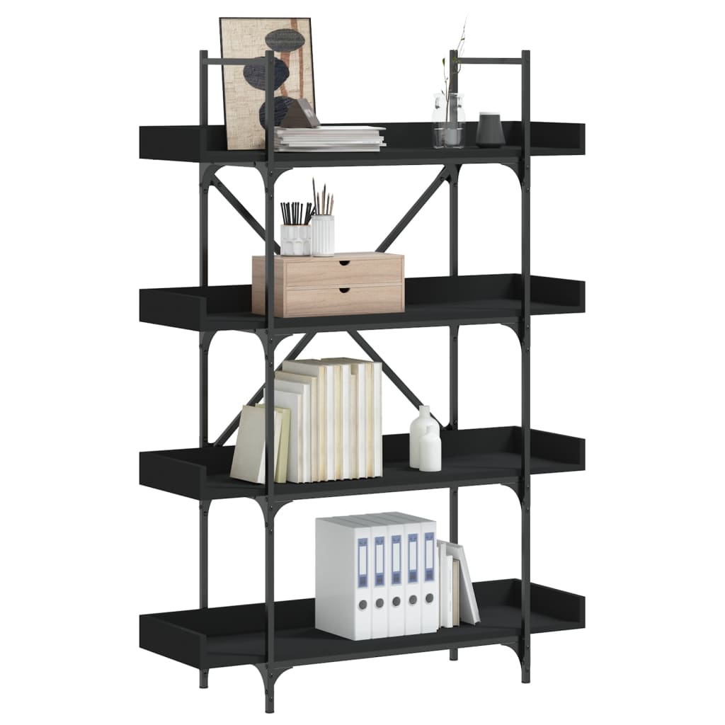 Bookcase 4-Tier Black 100x33x145.5 cm Engineered Wood - All Things Good