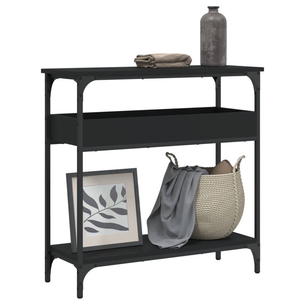 Console Table with Shelf Black 75x29x75cm Engineered Wood - Merkel Designers