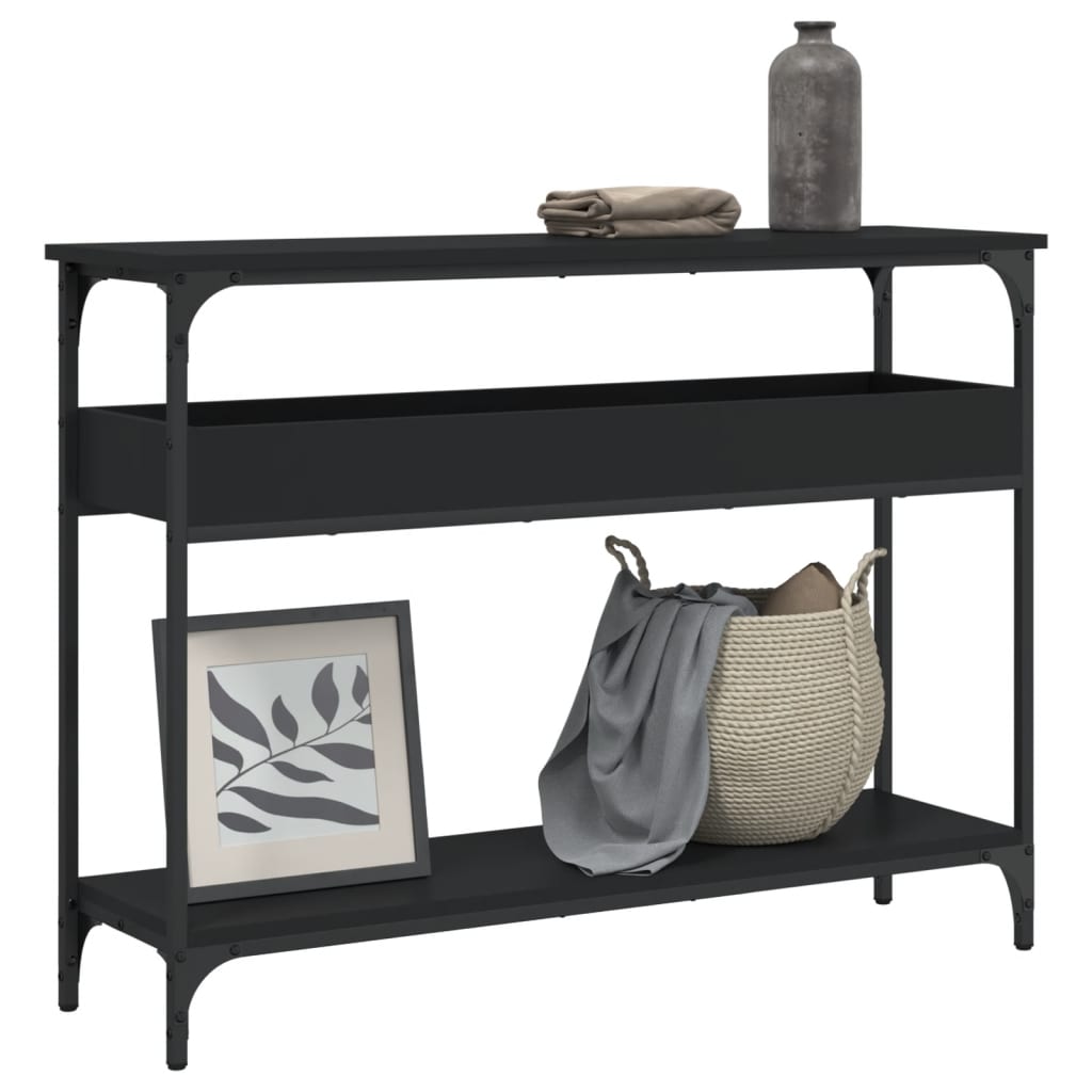 Console Table with Shelf Black 100x29x75cm Engineered Wood - All Things Good