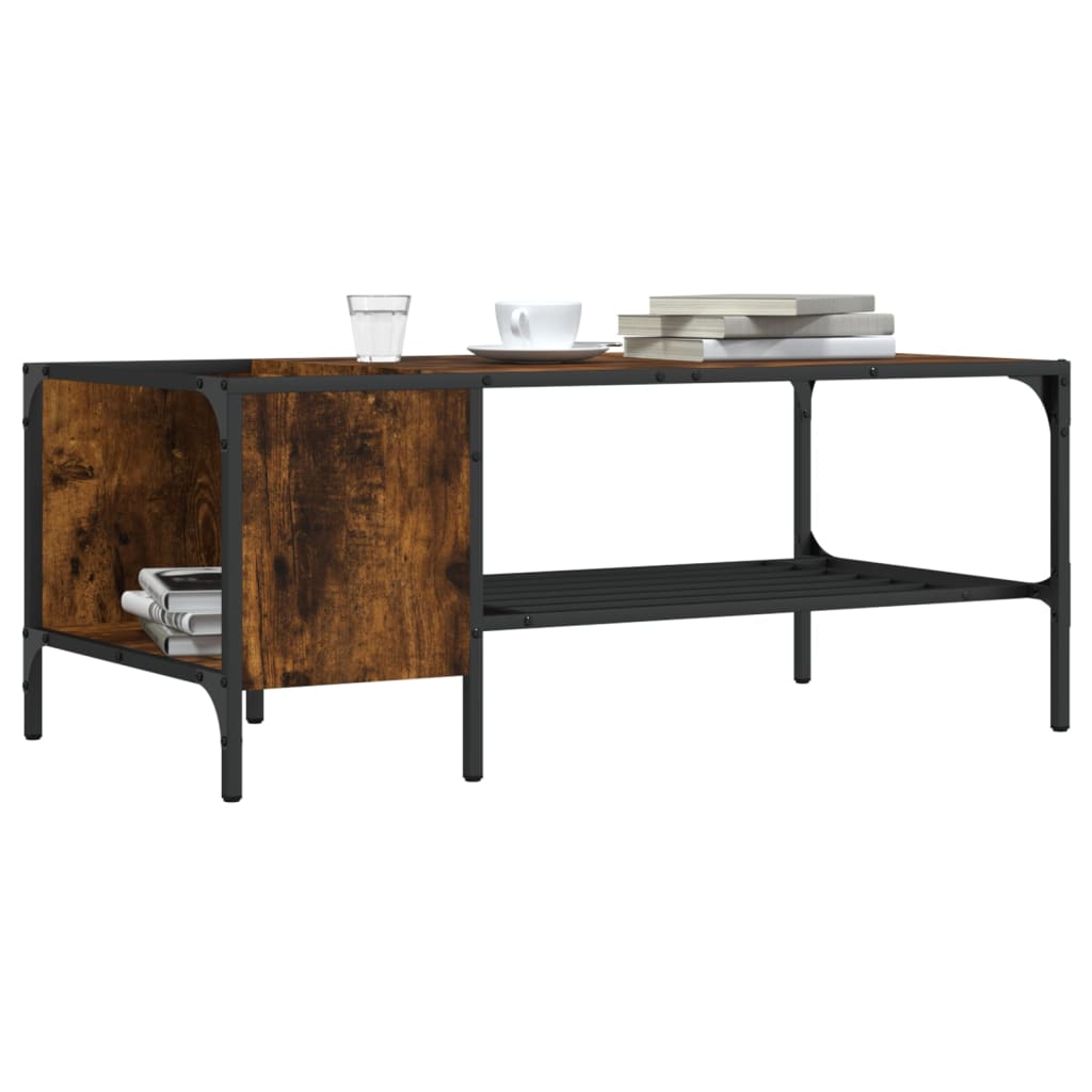 Coffee Table with Rack Smoked Oak 100x51x40 cm Engineered Wood - All Things Good