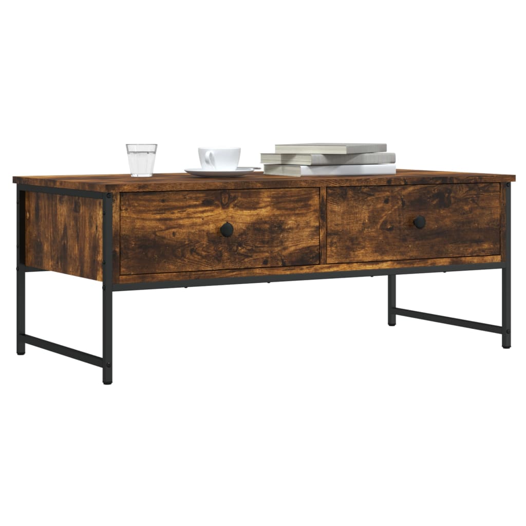Coffee Table Smoked Oak 101x49x39.5 cm Engineered Wood - Brittle & Co