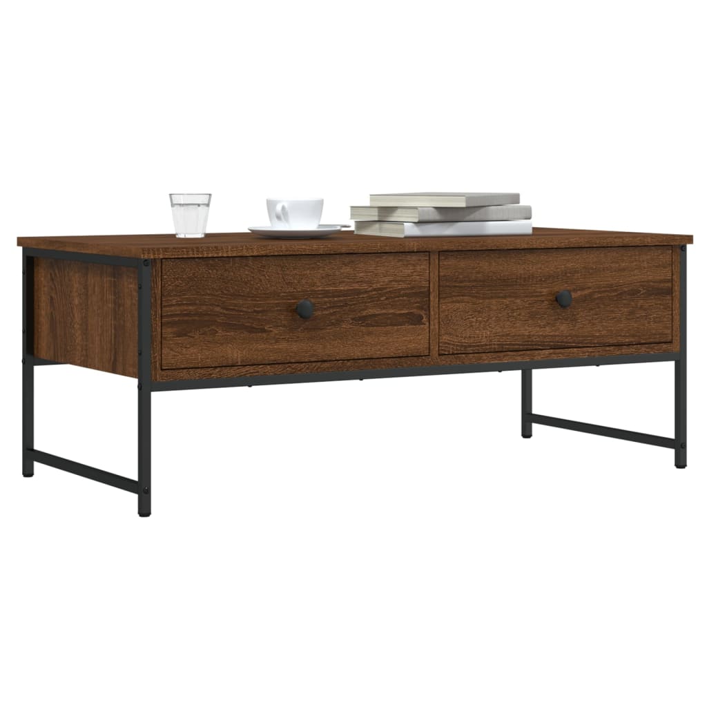 Coffee Table Brown Oak 101x49x39.5 cm Engineered Wood - All Things Good