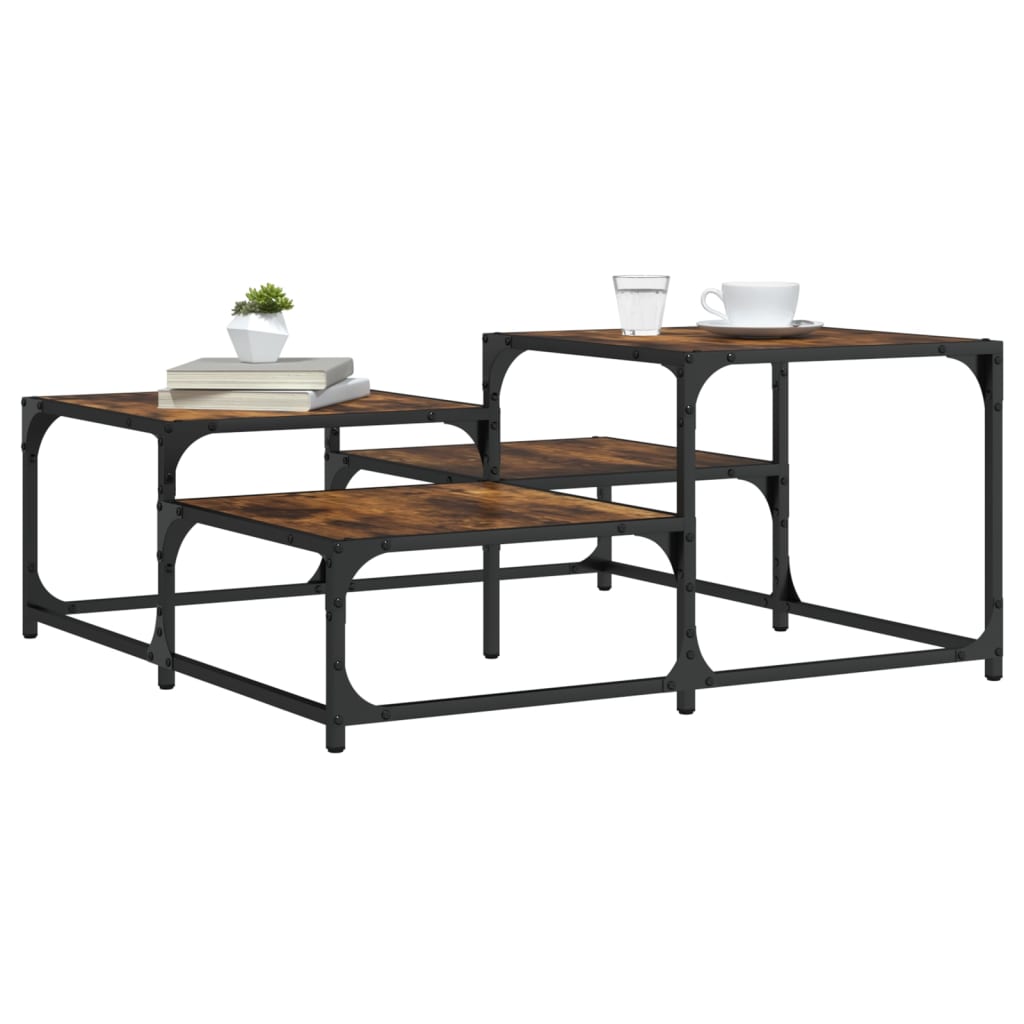 Coffee Table Smoked Oak 87.5x87.5x40 cm Engineered Wood - Merlin Deals